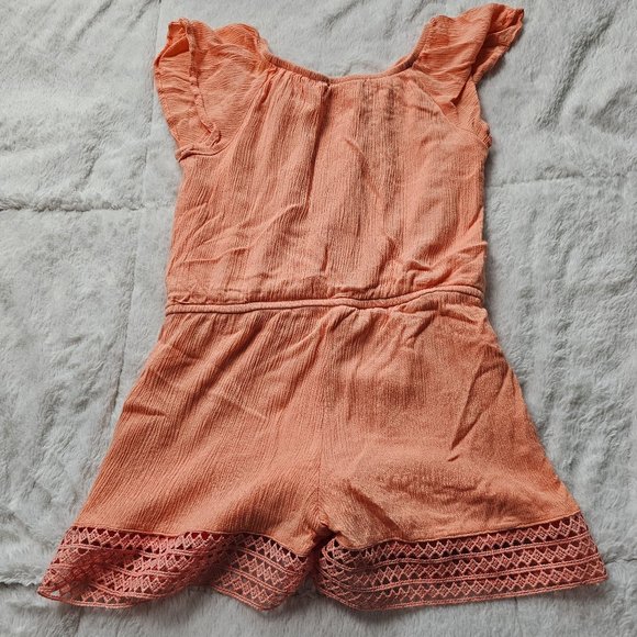 My Michelle Girl Orange Short Sleeve Romper Embroidery Style Detail M - Picture 6 of 6
